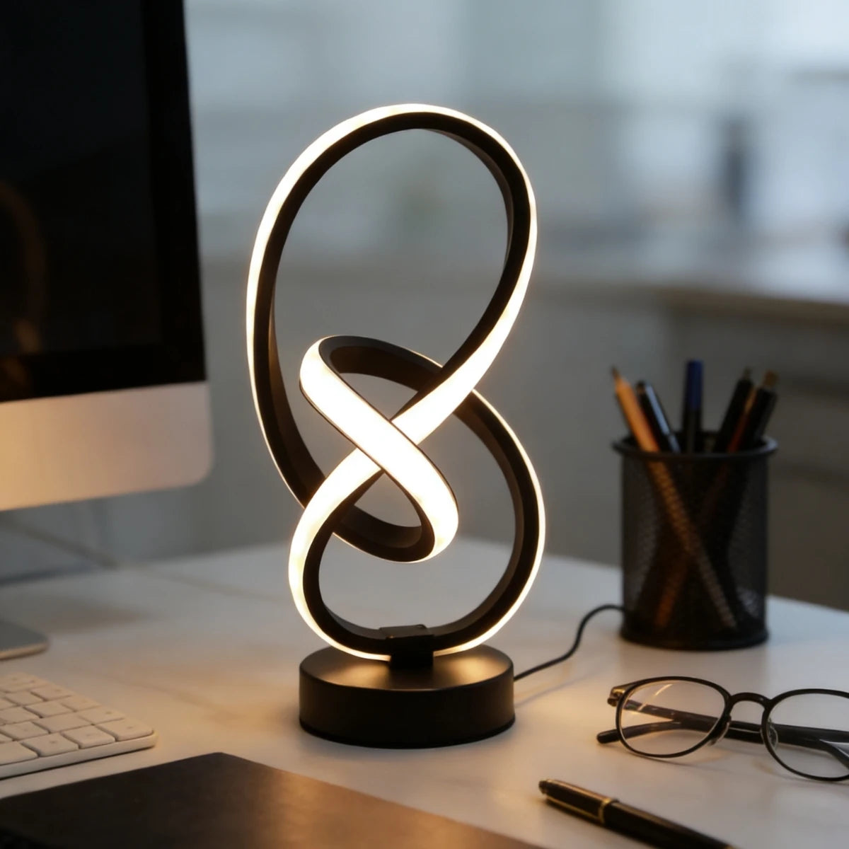 Creative Double Helix Minimalist Bedside Desk Light for Bedroom Living Room & Office