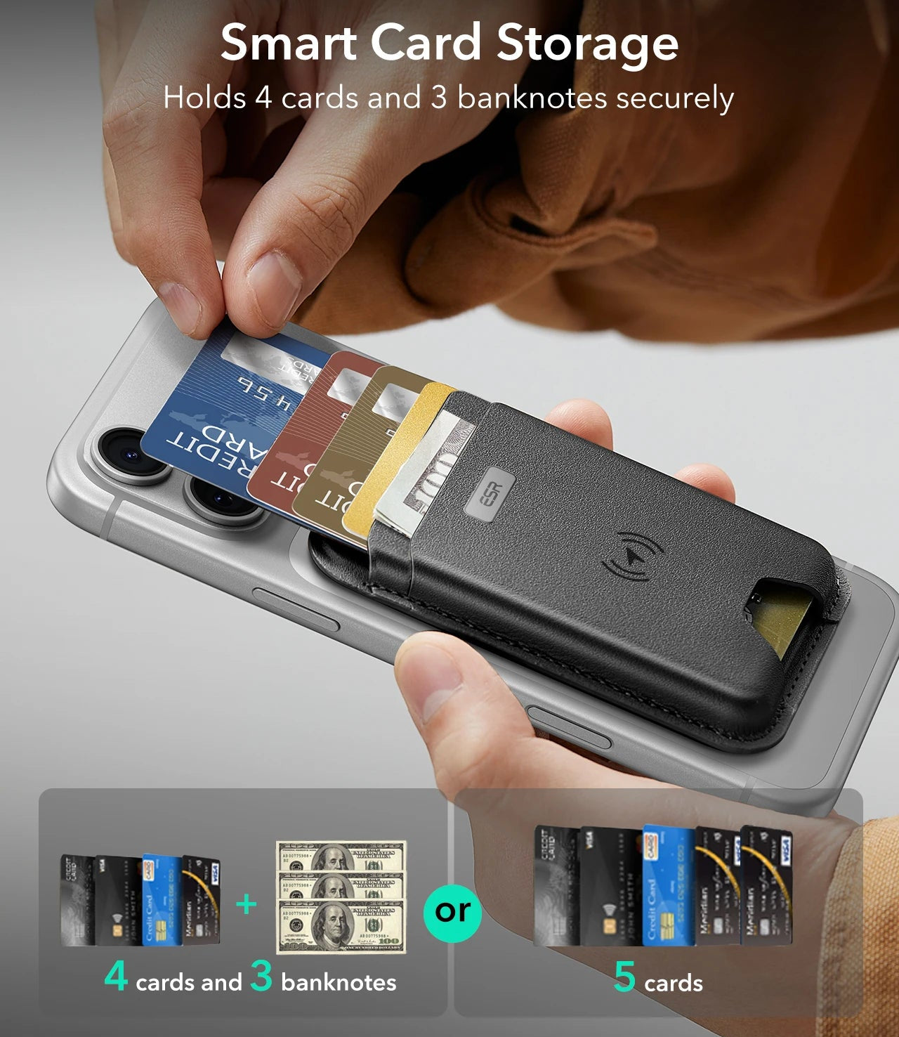 Magnetic MagSafe Wallet Card Holder with Find My for iPhone