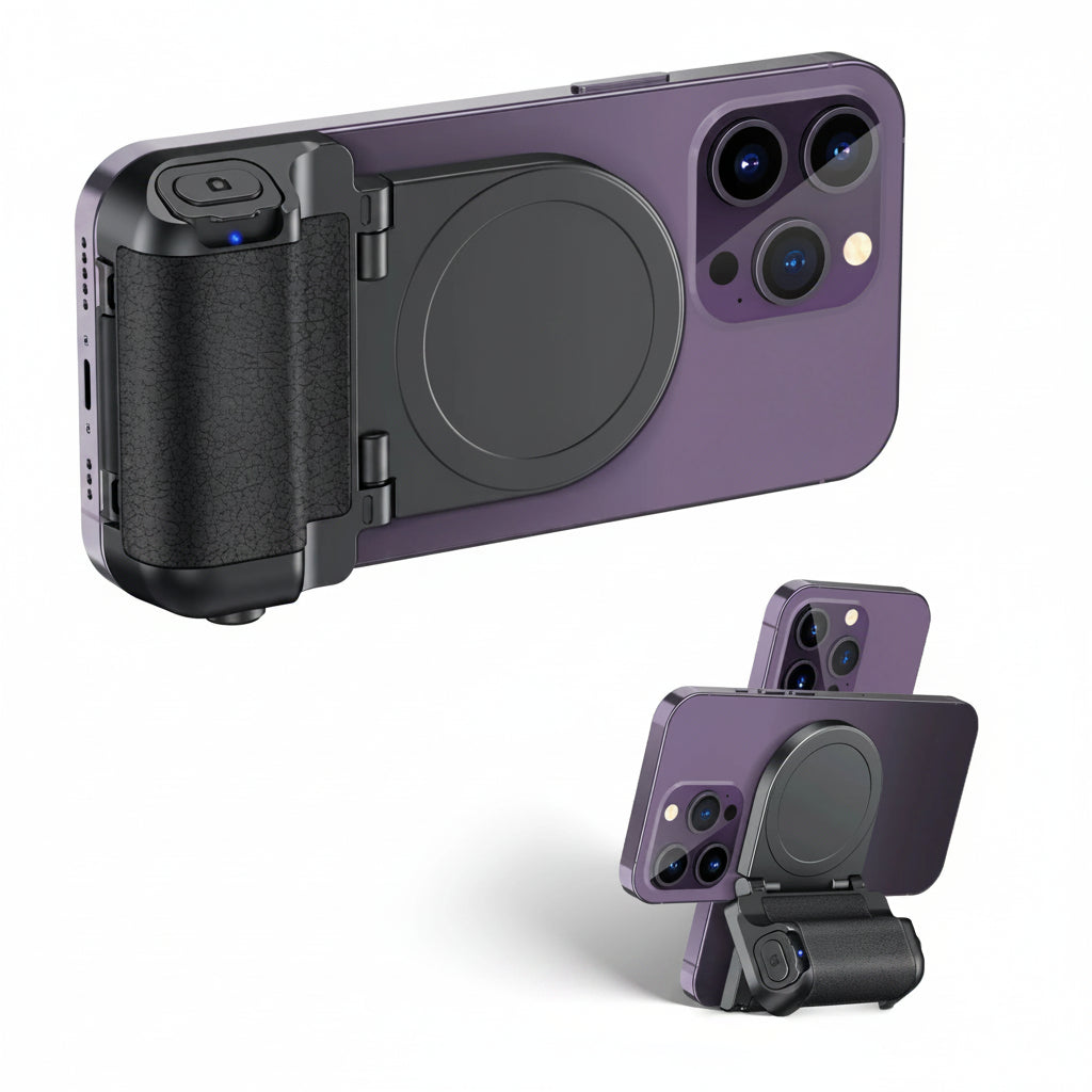 Magnetic Snap Grip Phone Camera Handle with Wireless Remote for iPhone 16/15 Samsung S