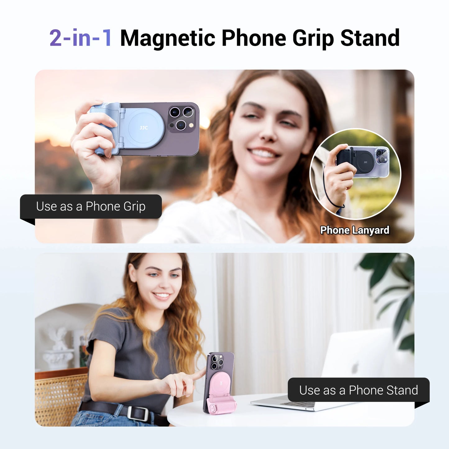 Magnetic Snap Grip Phone Camera Handle with Wireless Remote for iPhone 16/15 Samsung S