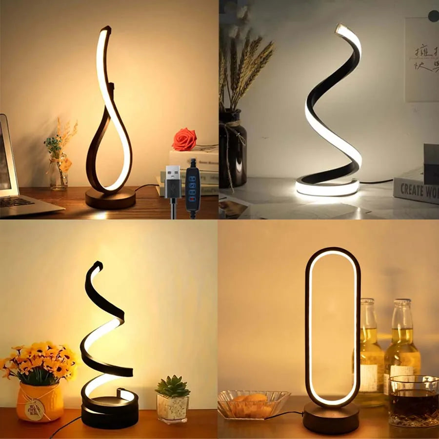 Creative Elegant Spiral Ring Heart LED Night Light Dimmable for Home Decor Office