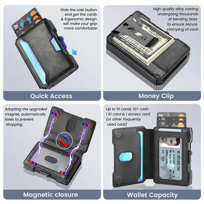 Smart Pop Up Card Holder RFID Protected Wallet with Money Clip for Men