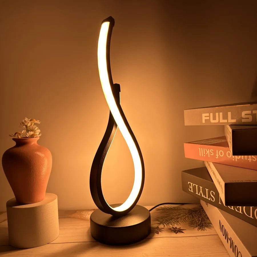 Three-Color Creative Spiral Design LED Desk Lamp for Bedroom Office & Living Room