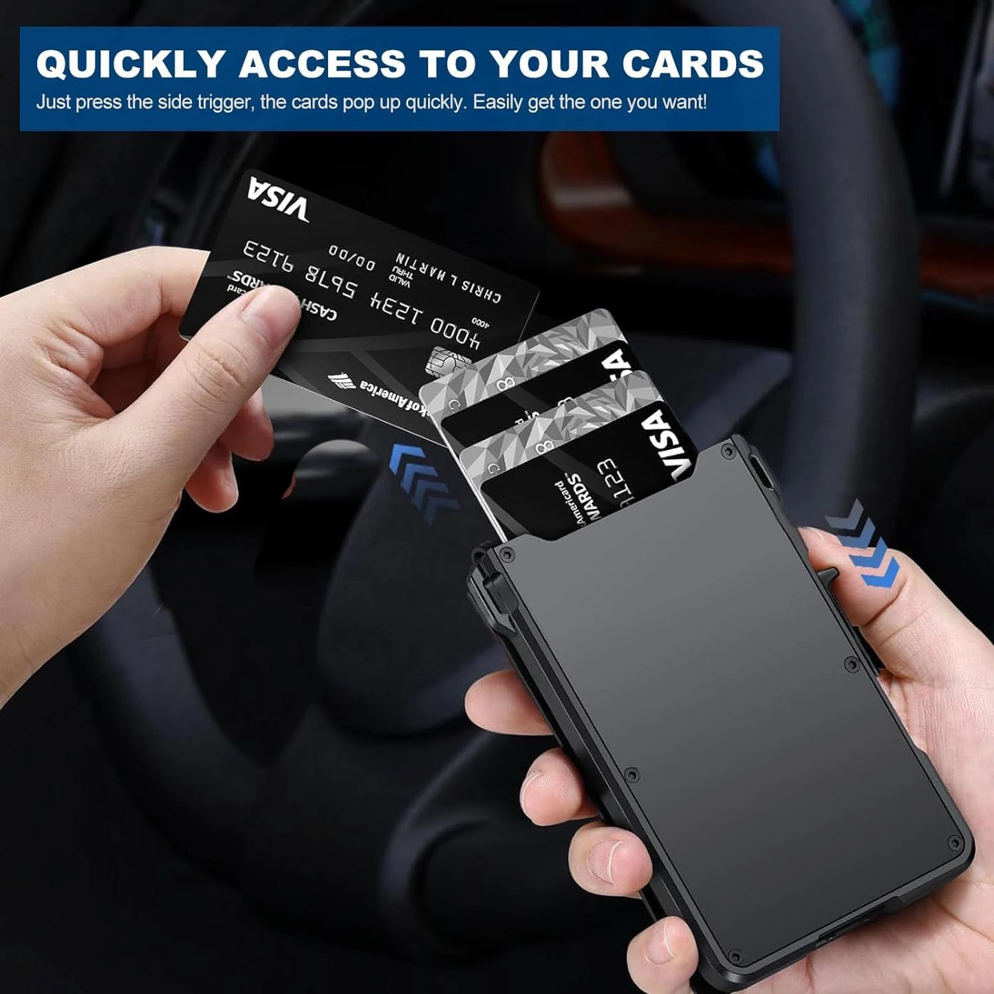 Smart Pop Up Card Holder RFID Protected Wallet with Money Clip for Men