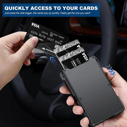 Smart Pop Up Card Holder RFID Protected Wallet with Money Clip for Men