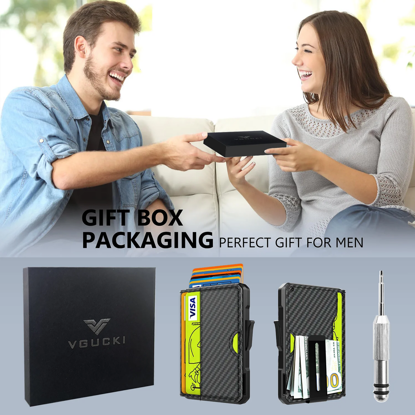 Business Compact Men’s Wallet for Men with Money Clip and RFID Protection