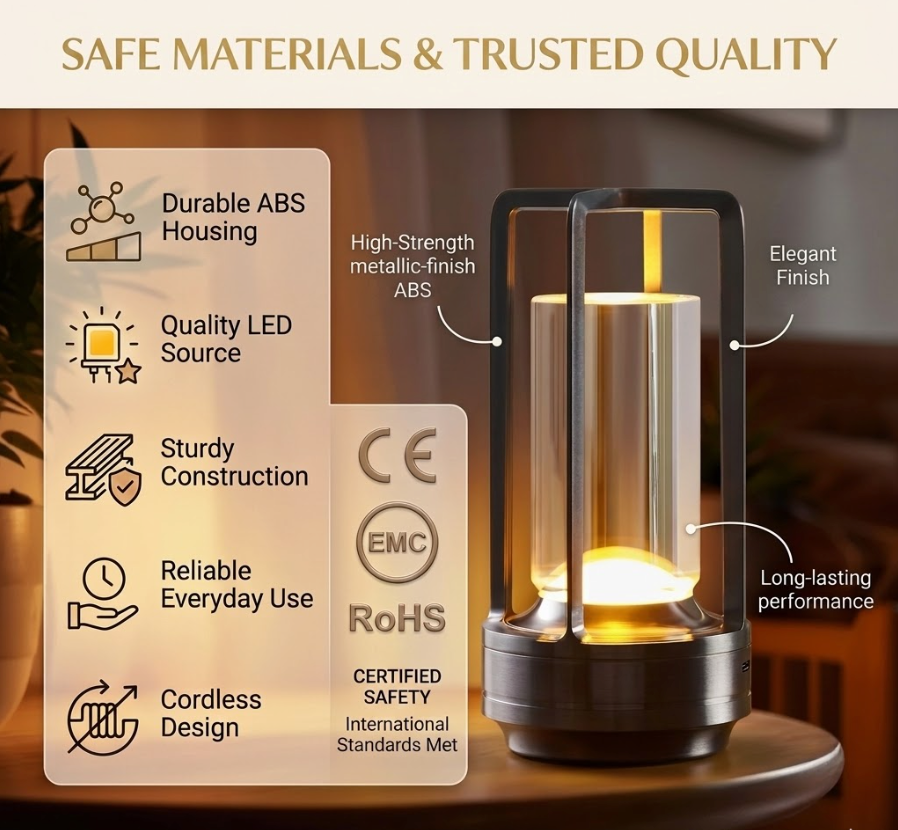 Portable Creative Cordless LED Crystal Desk Light for Outdoor Camping Restaurant Atmosphere