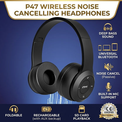 Wireless Bluetooth Noise Cancelling Headphones with Microphone