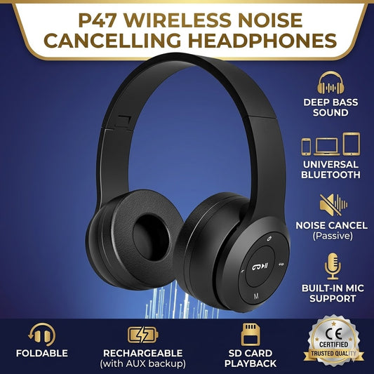 Wireless Bluetooth Noise Cancelling Headphones with Microphone