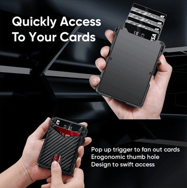 Smart Pop Up Card Holder RFID Protected Wallet with Money Clip for Men