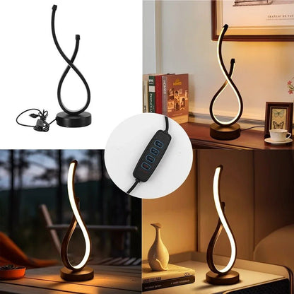 Three-Color Creative Spiral Design LED Desk Lamp for Bedroom Office & Living Room