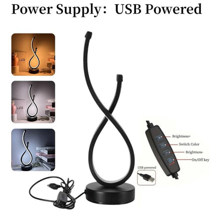 Three-Color Creative Spiral Design LED Desk Lamp for Bedroom Office & Living Room