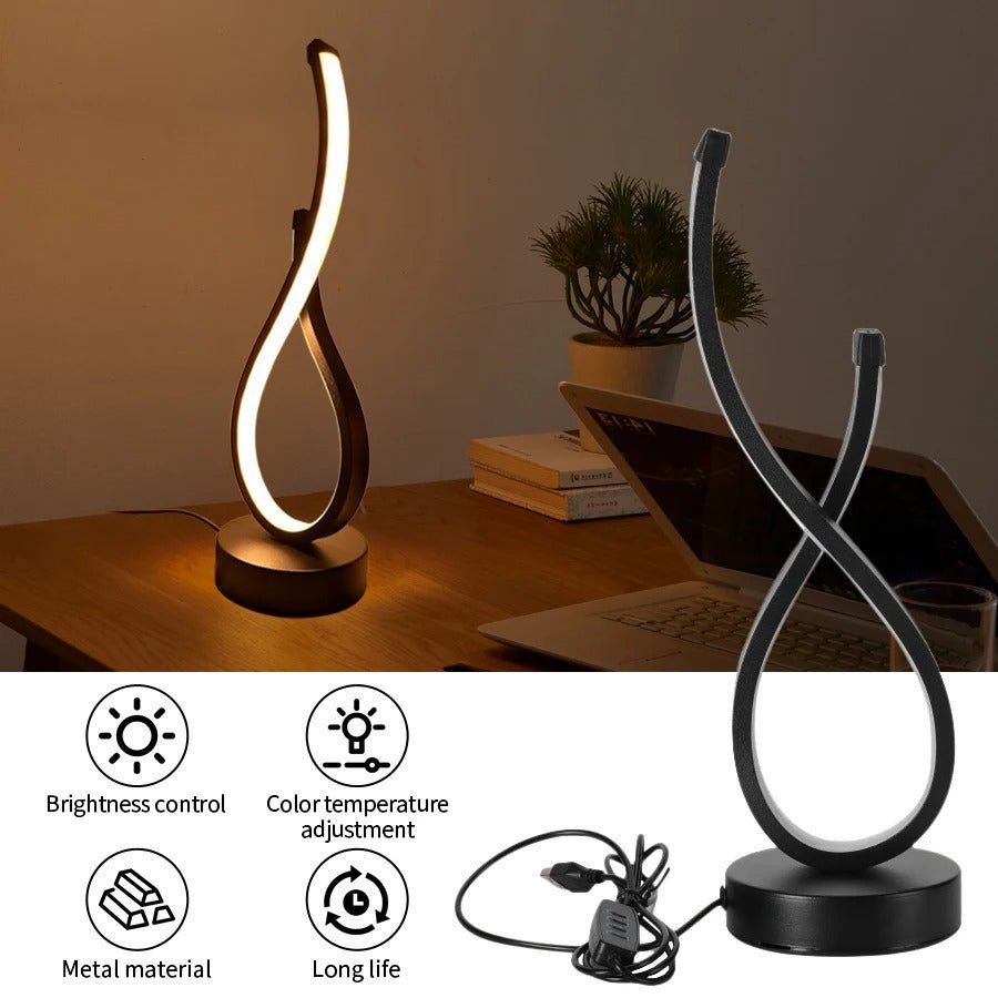 Three-Color Creative Spiral Design LED Desk Lamp for Bedroom Office & Living Room