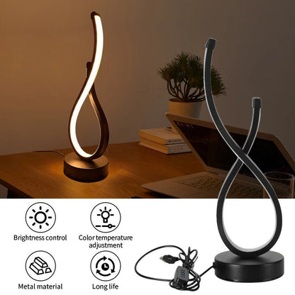 Three-Color Creative Spiral Design LED Desk Lamp for Bedroom Office & Living Room